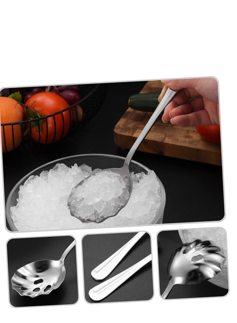 SYOSI Stainless Steel Colander Drink Strainer, 2 Pcs Colander Kitchen Slotted Spoons, Stainless Steel Colander Serving Spoons, Food Filter Reusable Serving Spoons for Drinks Banquet - Image 2