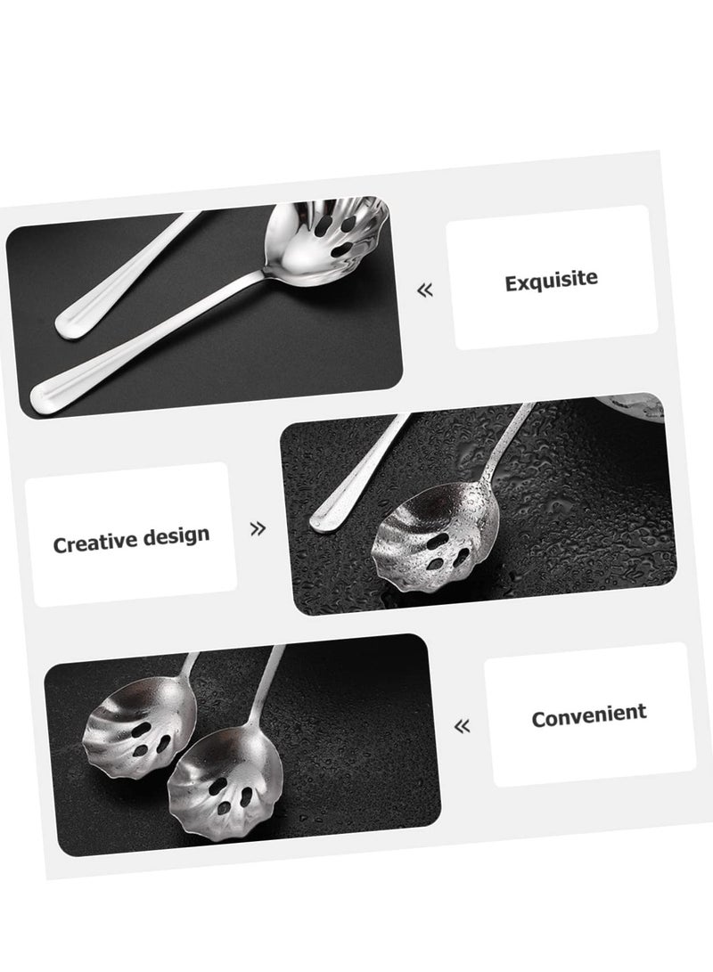 SYOSI Stainless Steel Colander Drink Strainer, 2 Pcs Colander Kitchen Slotted Spoons, Stainless Steel Colander Serving Spoons, Food Filter Reusable Serving Spoons for Drinks Banquet - Image 3