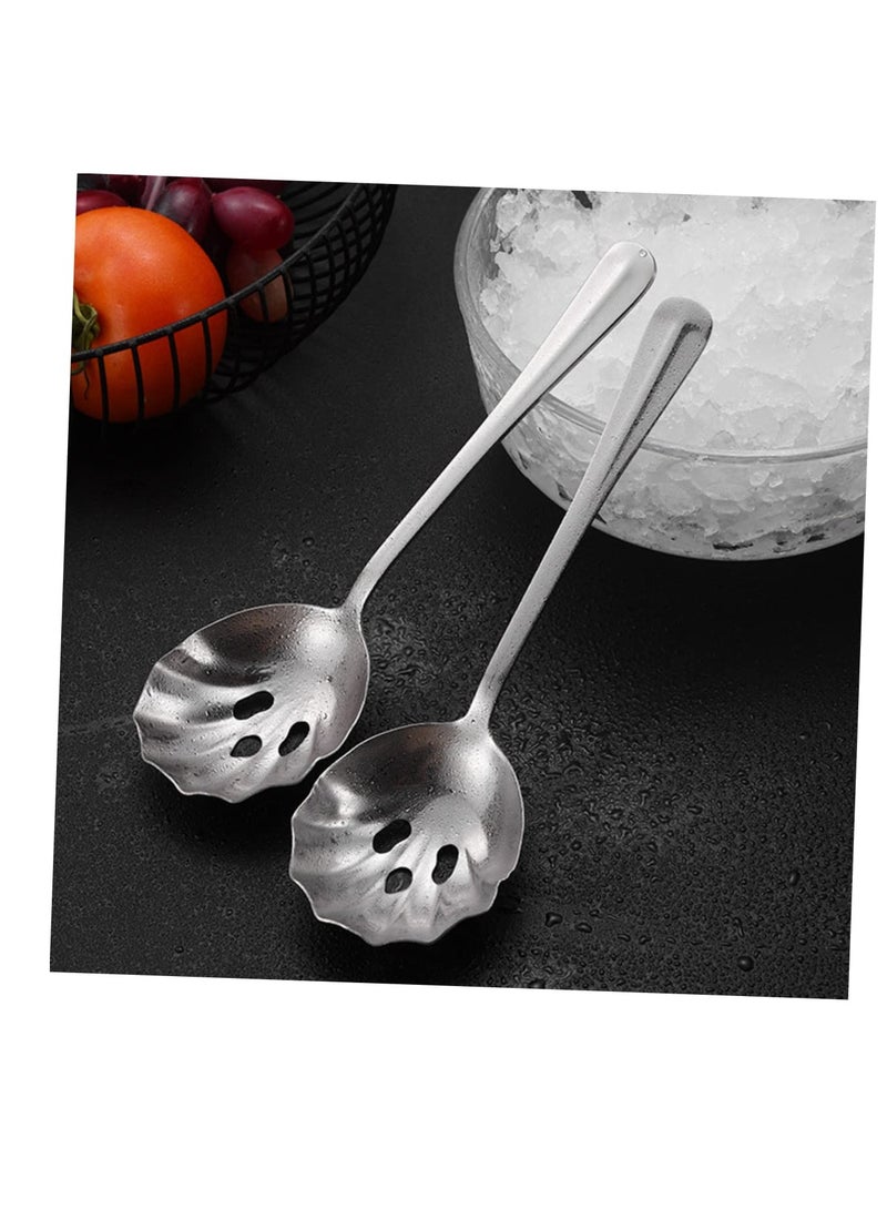 SYOSI Stainless Steel Colander Drink Strainer, 2 Pcs Colander Kitchen Slotted Spoons, Stainless Steel Colander Serving Spoons, Food Filter Reusable Serving Spoons for Drinks Banquet - Image 4