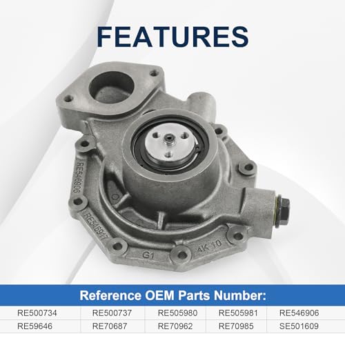 LDMINDA Water Pump For John Deere Tractors 5083E 5093E 5101E 5083EN 4045 6068 6230 6310 4.5L 6.8L Replacement RE505980 RE505981 RE500737 RE500734 RE546906 - Image 2