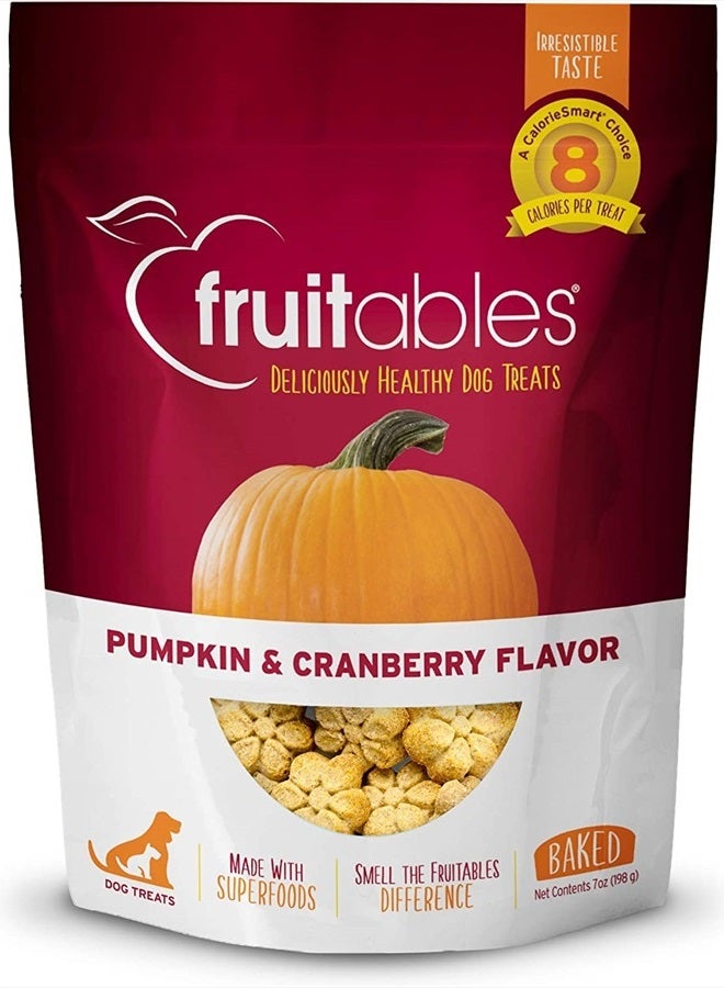 Fruitables وجبات خفيفة للكلاب مخبوزة - وجبات خفيفة من اليقطين للكلاب - وجبات خفيفة صحية منخفضة السعرات الحرارية - خالية من القمح والذرة وفول الصويا - يقطين وتوت بري - 7 أونصات - Image 1