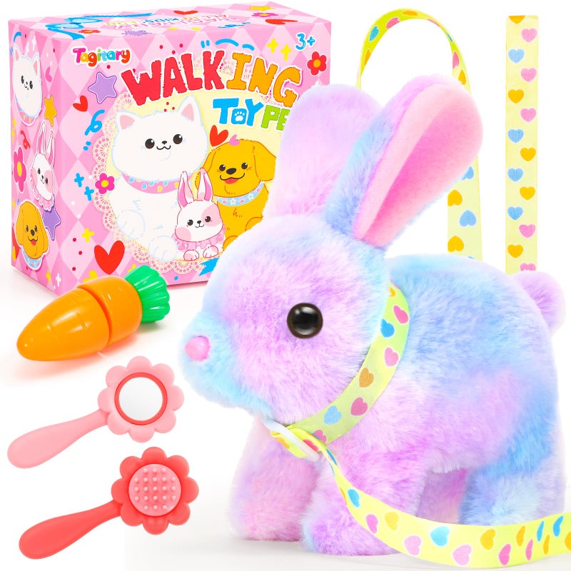 Tagitary Easter Bunny Plush Toys Hopping Easter Stuffed Bunny with Sounds,Wiggling Ears,Jumping,Twitching Mouth and Nose,Easter Basket Stuffer Decor School Prize Birthday Gift for Kids - Image 1