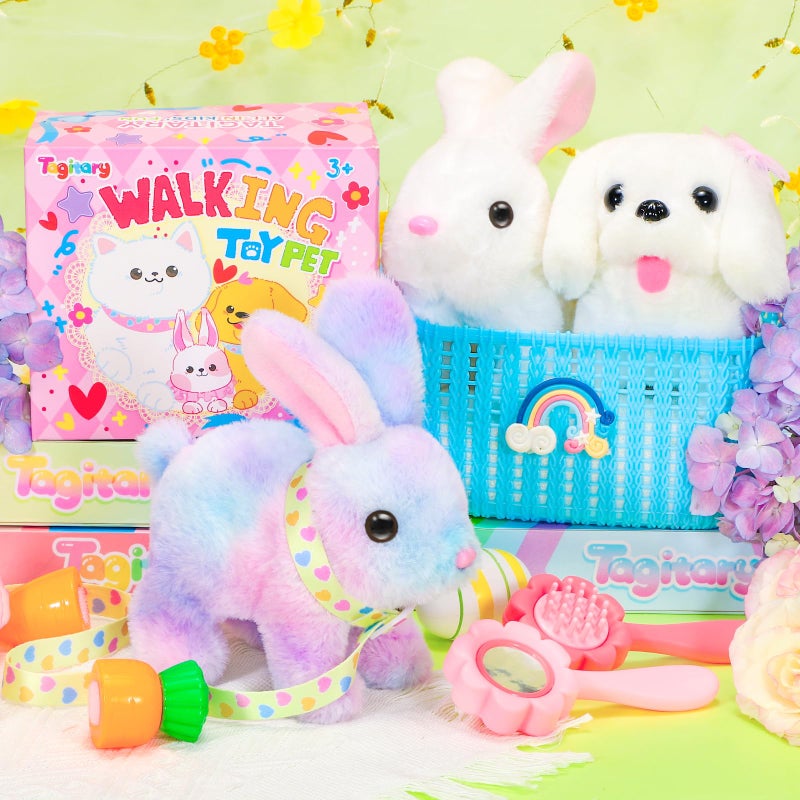 Tagitary Easter Bunny Plush Toys Hopping Easter Stuffed Bunny with Sounds,Wiggling Ears,Jumping,Twitching Mouth and Nose,Easter Basket Stuffer Decor School Prize Birthday Gift for Kids - Image 3