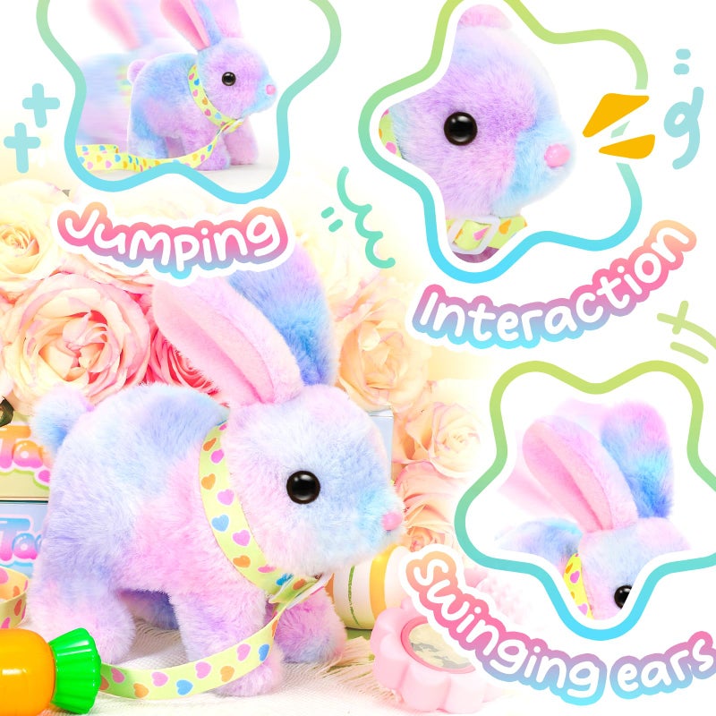 Tagitary Easter Bunny Plush Toys Hopping Easter Stuffed Bunny with Sounds,Wiggling Ears,Jumping,Twitching Mouth and Nose,Easter Basket Stuffer Decor School Prize Birthday Gift for Kids - Image 5