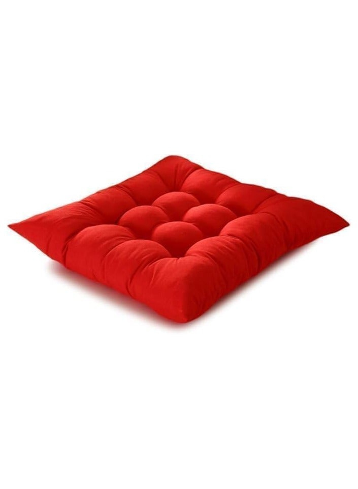 40 x 40 cm capitone shawl set with high-density fiber filling, comfortable design, bright colors, and a tie for fixing, ideal for balconies, cafes, and chalets, 3 pieces, red