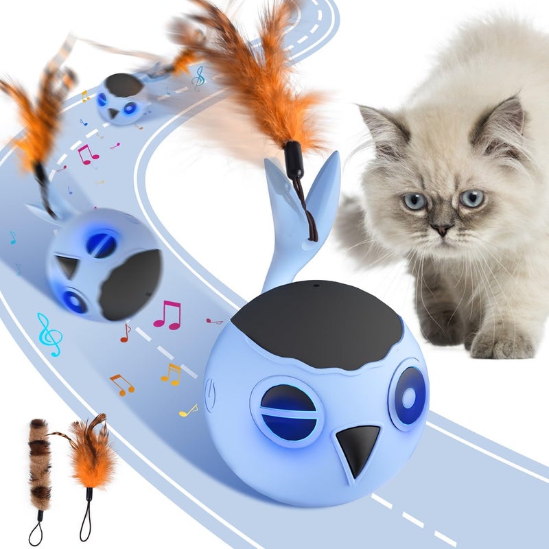 ORSDA Cat Toys Interactive Cat Toy for Indoor Cats Automatic Moving Ball Bird for Indoor Adult Cats Kitten Toys All Breeds Fast Rolling Motion Activated Chirping Stimulating Light 2 Feather Refill - Image 2