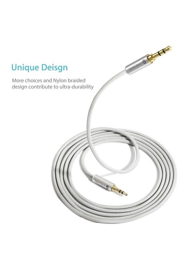 Syncwire - Long Aux Cable 6.5Ft- Auxiliary Audio Cable for Headphones, Car, Home Stereos, iPhone/Ipad iPod/Echo Dot, Galaxy S8/ Galaxy Note 8/ Smartphones & More - Silver - Image 1