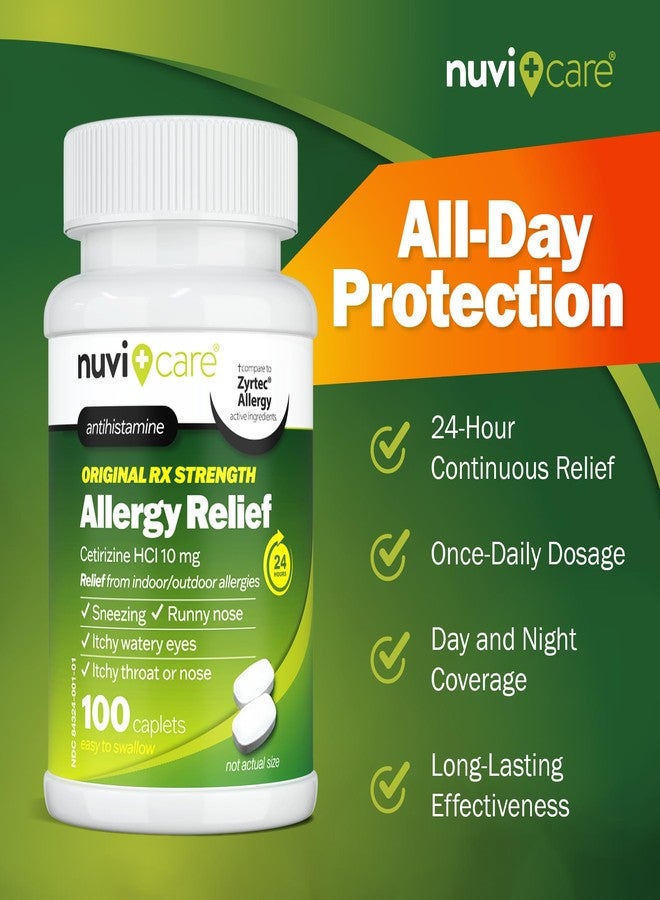 Nuvicare 24-Hour Allergy Medicine - Cetirizine Hydrochloride 10mg Tablets - Compare to the Active Ingredient in Zyrtec Antihistamine Meds - Generic Allergy Pills for All Day Allergy Relief (100 Count) - Image 3