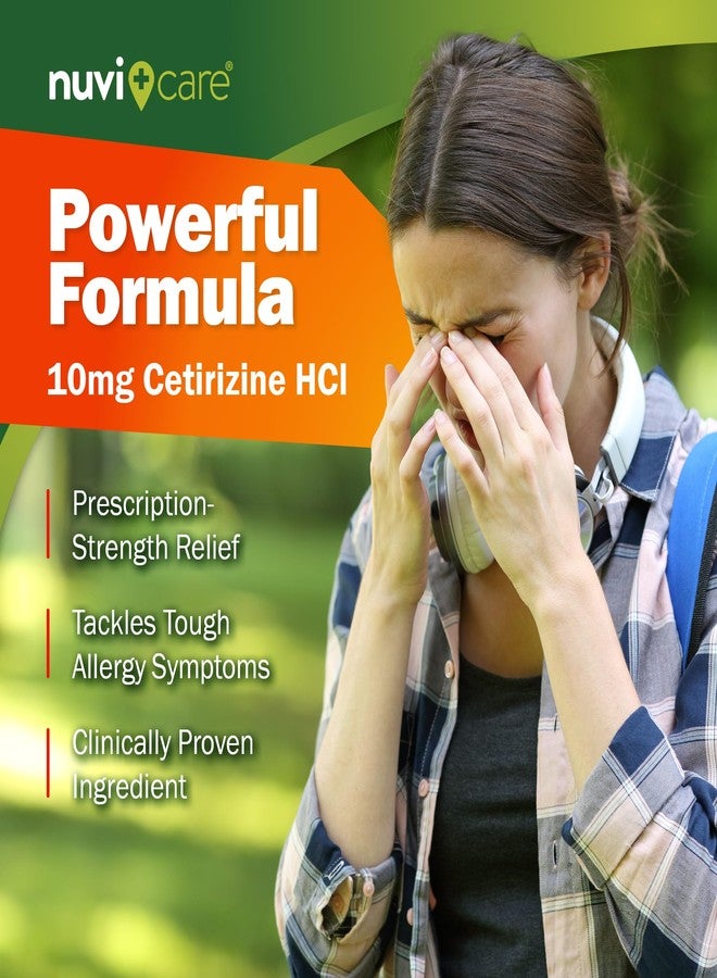 Nuvicare 24-Hour Allergy Medicine - Cetirizine Hydrochloride 10mg Tablets - Compare to the Active Ingredient in Zyrtec Antihistamine Meds - Generic Allergy Pills for All Day Allergy Relief (100 Count) - Image 5