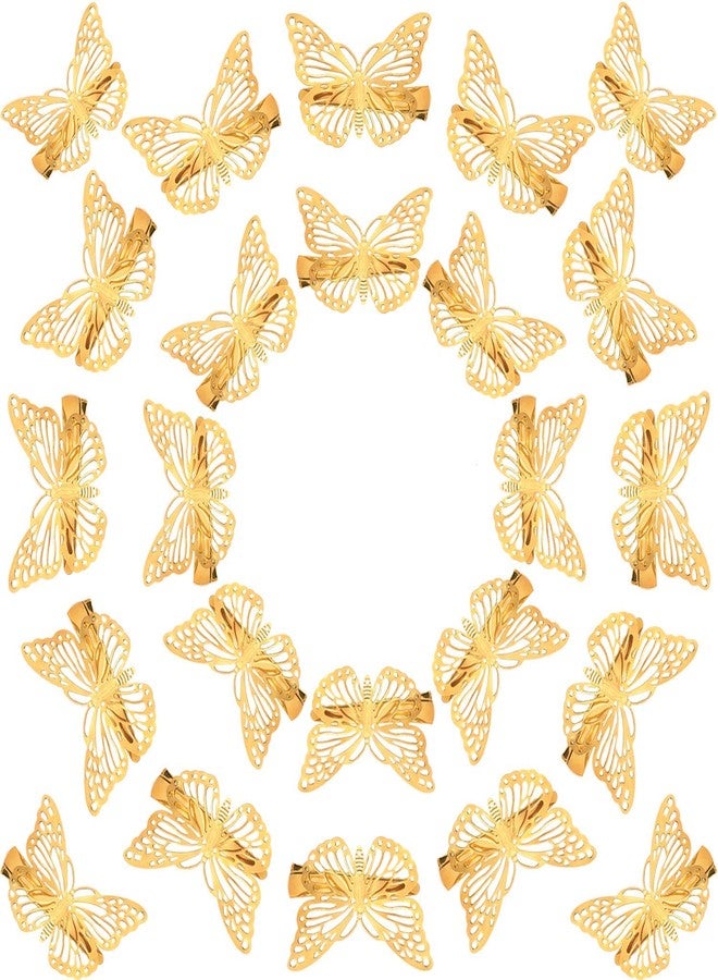 NEOBABY Golden Butterfly Hair Clips, Cute Metal Butterfly Hair Claw Pins Barrettes| Designer Hair Accessories for Girls and Women's (Pack of 12) - Image 1