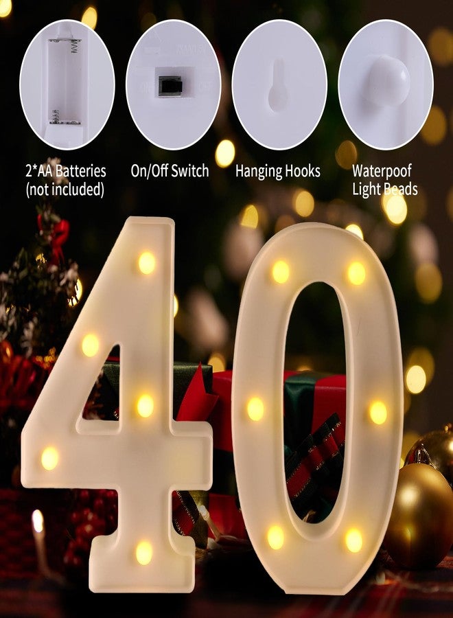 Funsky 40th Birthday Decorations Woman Man,Marquee Numbers for 40th Wedding Anniversary Decorations,Light up Numbers 40 Sign for Party Backdrop Wall Decor,40 Birthday Centerpieces Table Decoration - Image 3