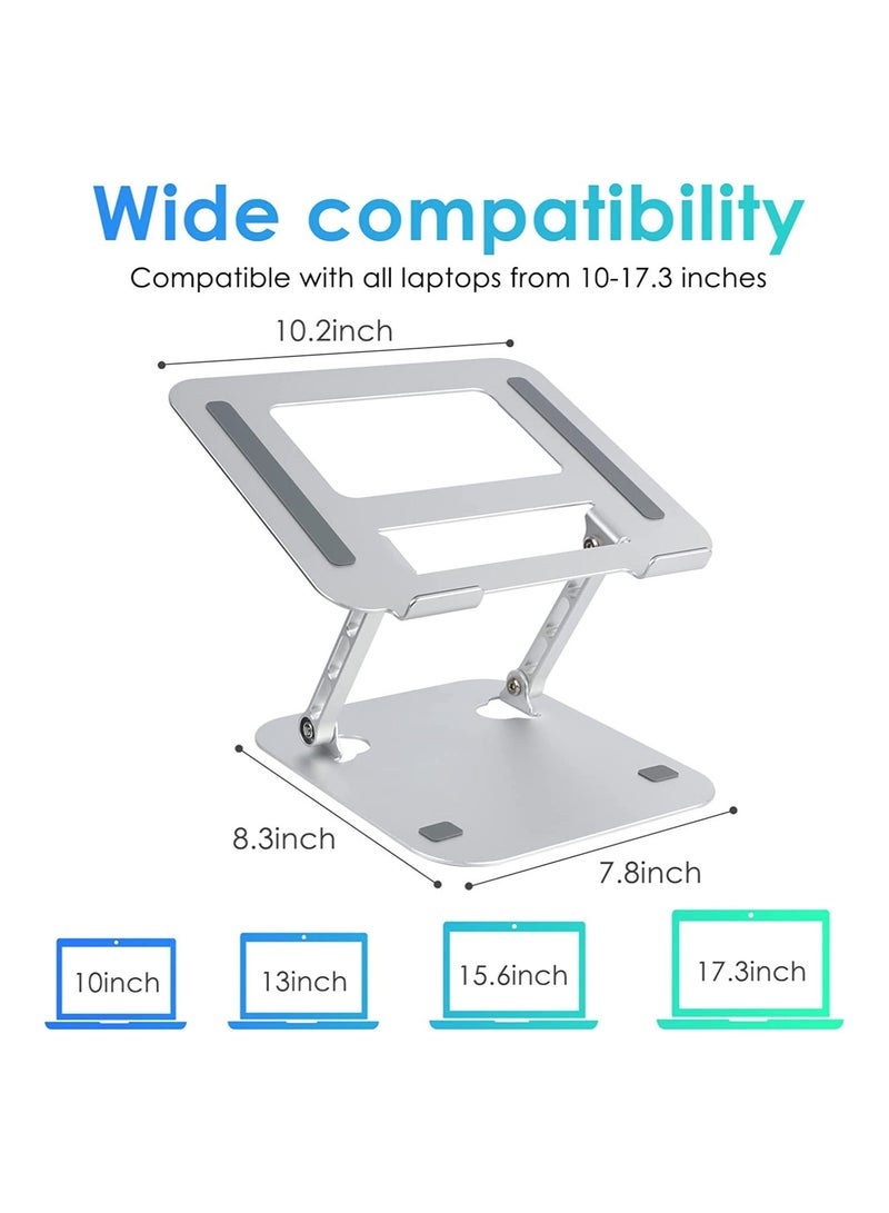 shopi.ae Adjustable Laptop Stand, Ergonomic Aluminum Laptop Mount Stand, Notebook Holder Stand with Heat-Vent, Computer Stand Notebook Aluminum Stand Desk for Laptop Upto - Image 2
