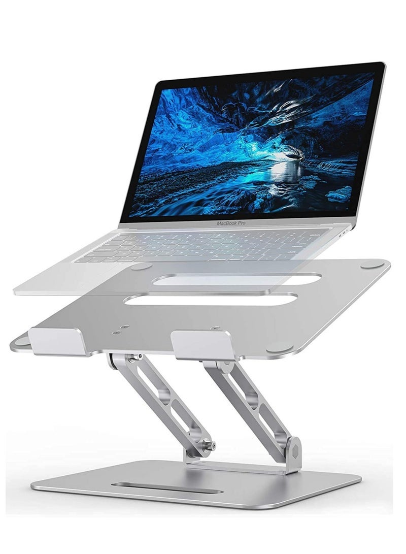 shopi.ae Adjustable Laptop Stand, Ergonomic Aluminum Laptop Mount Stand, Notebook Holder Stand with Heat-Vent, Computer Stand Notebook Aluminum Stand Desk for Laptop Upto - Image 1