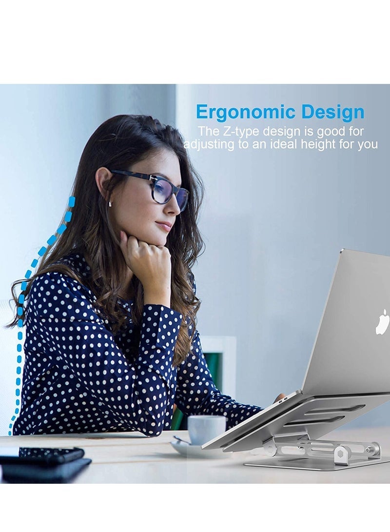 shopi.ae Adjustable Laptop Stand, Ergonomic Aluminum Laptop Mount Stand, Notebook Holder Stand with Heat-Vent, Computer Stand Notebook Aluminum Stand Desk for Laptop Upto - Image 5