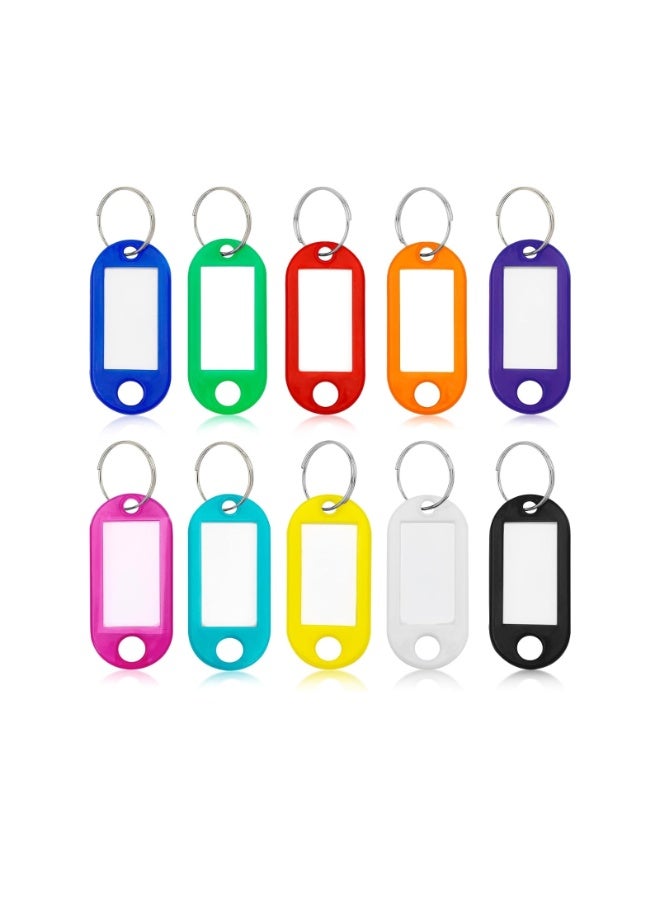 كالون ٦٠ قطعة من بطاقات المفاتيح الملونة مع ملصقات ورقية قابلة للاستبدال وحلقات معدنية، بطاقات أسماء بلاستيكية خفيفة الوزن للمفاتيح والخزائن والحقائب وإكسسوارات السفر - Image 1