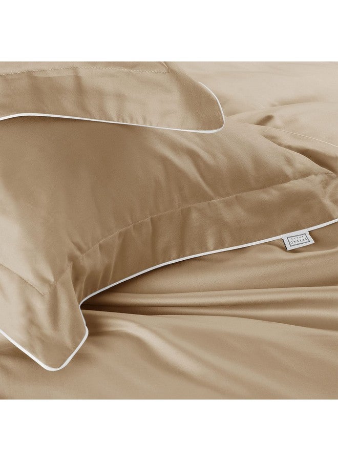 Spread Spain® 500 Thread Count Italian Pure Cotton Flat Sheets, 108" x 108 " Inch Super King Size Bedsheet with 2 Pillow Cases, Wrinkle Free Cotton Sheets,Beige - Image 5