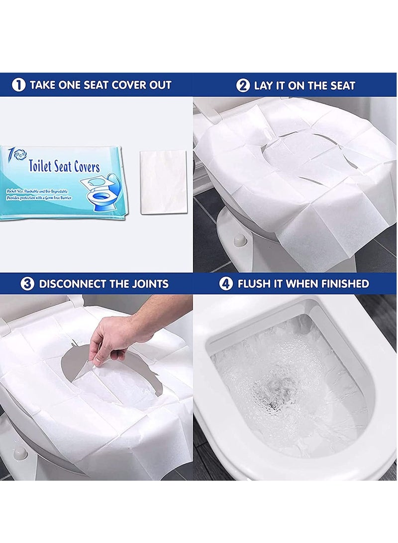 SOLARAE Disposable Paper Toilet Seat Covers Toilet Seat Paper Pads Non-Slip Clean Toilet Covers Travel Disposable Toilet Mat for Kids Pregnant Hospital Public Toilet Pack of 60 - Image 3