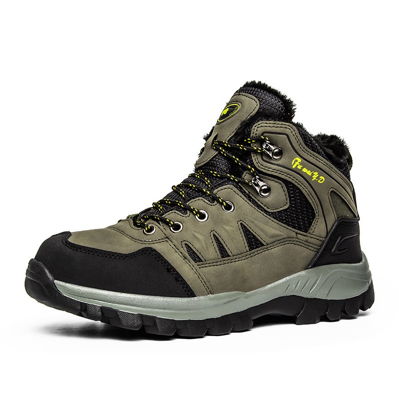 Generic 2021 Winter New Couple Gao Bang Cotton Shoes Womens Outdoor Shoes Velvet Warm Large Size Shoes Mountaineering Shoes Sneakers for Men Army Green 