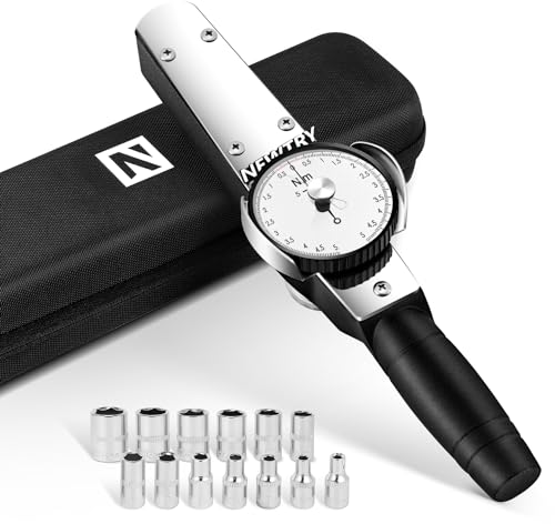 NEWTRY Dial Torque Wrench, 0.5-5 N.m Dial Indicator Torque Wrench with Sockets Set (4-14mm), Precision Torque Meter, 1/4 inch Pound Dial Torque Wrench Torque Force Tester - Image 1