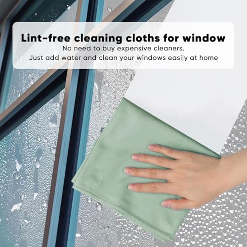 MAXOSHINE Microfiber Glass Cleaning Cloth for Glassware Windows Mirrors-Magic Cleaning Cloths Anti Scratch Dusting Cloth for Kitchen Car Specs Laptop Tv Screen Cleaning (Green,Pack of 3) - Image 4