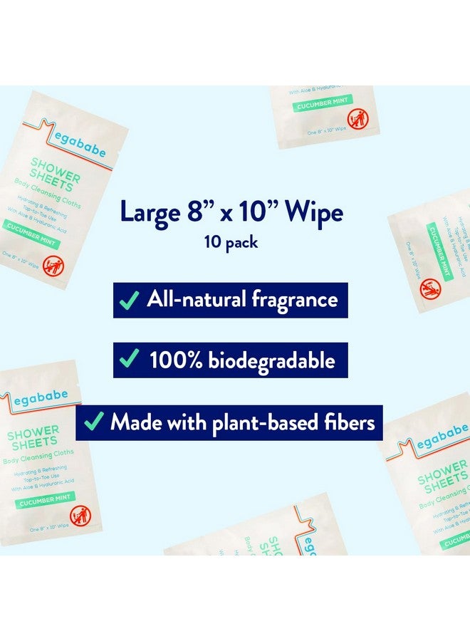 Megababe Cucumber Mint Shower Sheets | Individually Wrapped Body Cleansing Cloths | 10 Wipes (Pack of 1) - Image 3