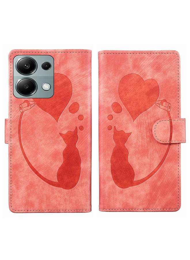 Case For Xiaomi Redmi Note 13 Pro 4G Pen Heart Cat Embossed Leather Phone Case