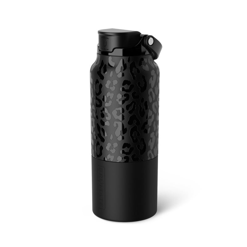 BrÃ¼Mate Rise 35oz Water Bottle With 100% Leakproof Covered Silicone Straw | Insulated Stainless Steel Water Bottle With Removable Straw | Fast Flow | Soft Sip Silicone Spout | BPA-Free (Onyx Leopard) - Image 1