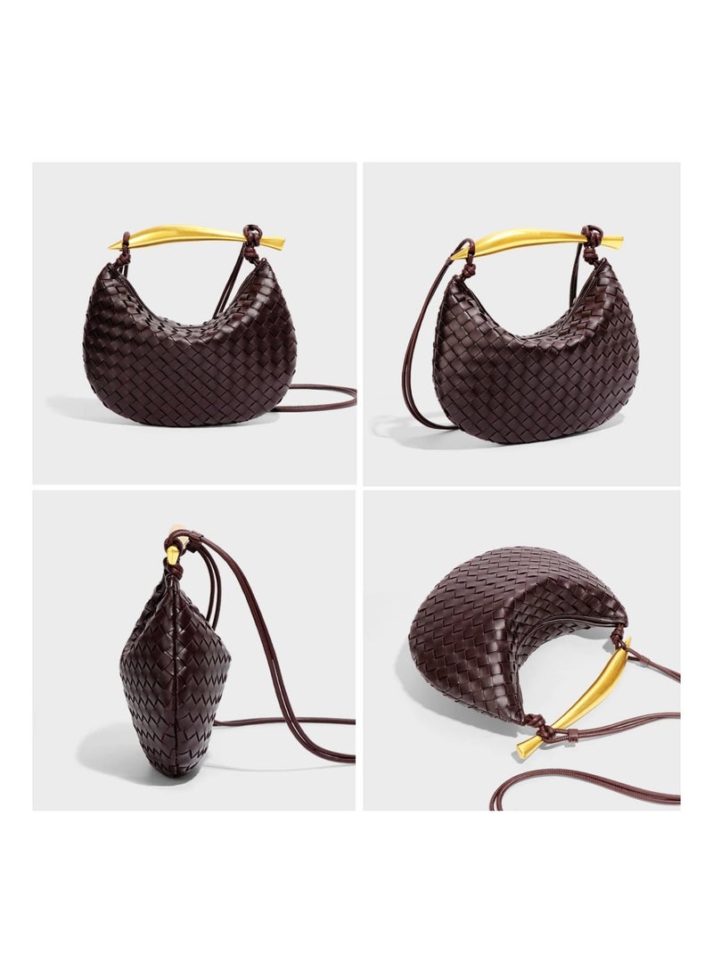 Women Woven Leather Handbags – Stylish Clutch Purse Dumpling Bag Hobo Style Small Crossbody Bag for Casual Office Use - Image 5