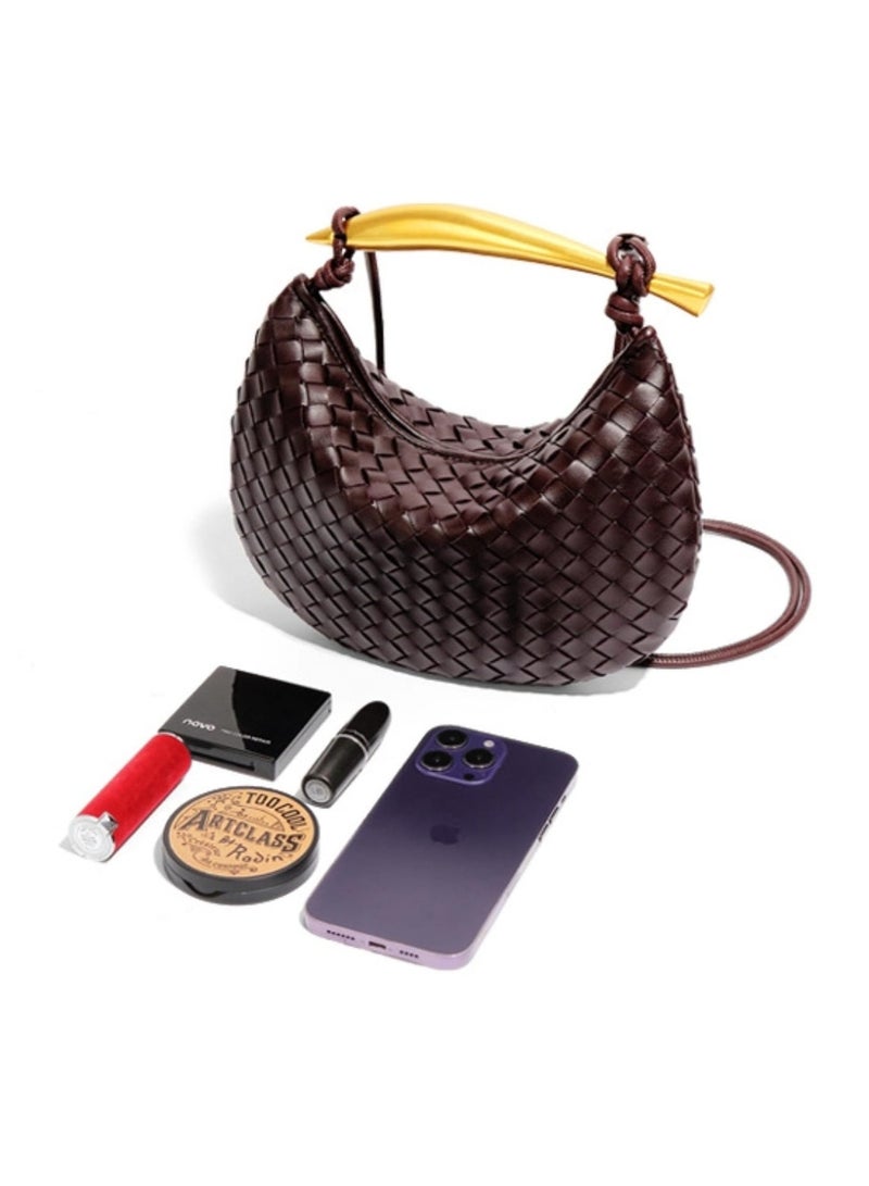 Women Woven Leather Handbags – Stylish Clutch Purse Dumpling Bag Hobo Style Small Crossbody Bag for Casual Office Use - Image 2