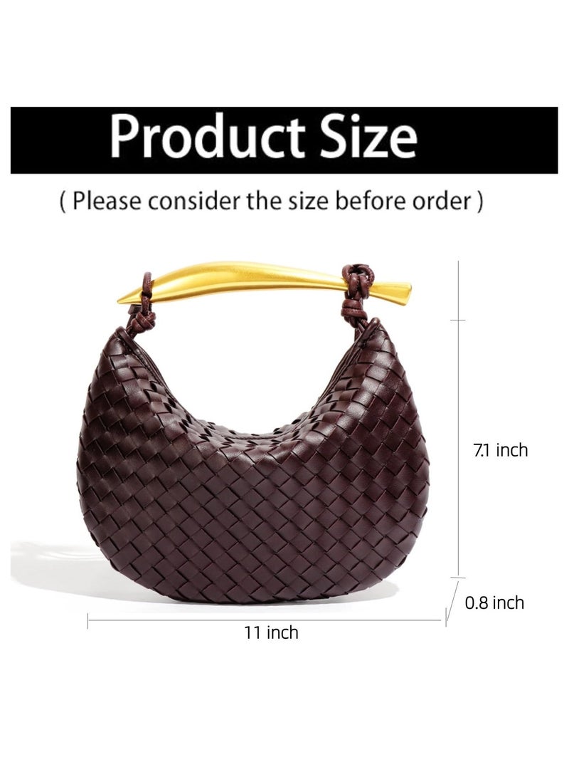 Women Woven Leather Handbags – Stylish Clutch Purse Dumpling Bag Hobo Style Small Crossbody Bag for Casual Office Use - Image 4