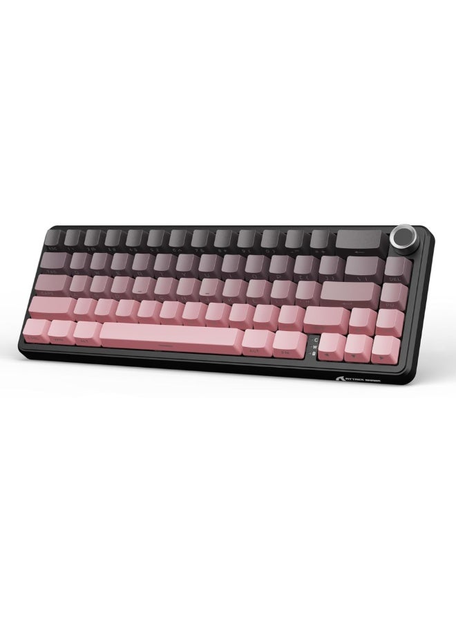 ATTACK SHARK X66 Wireless Mechanical Gaming Keyboard 65% Hot-Swap 66 Keys with RGB Backlight, Knob Control & USB-C - Pink - Image 1