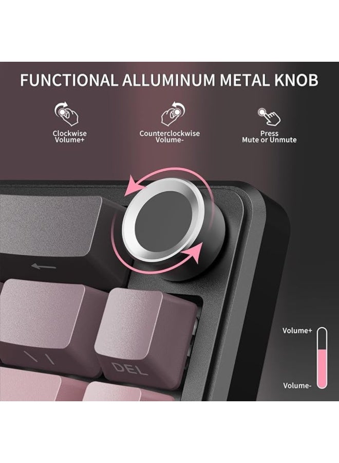 ATTACK SHARK X66 Wireless Mechanical Gaming Keyboard 65% Hot-Swap 66 Keys with RGB Backlight, Knob Control & USB-C - Pink - Image 3