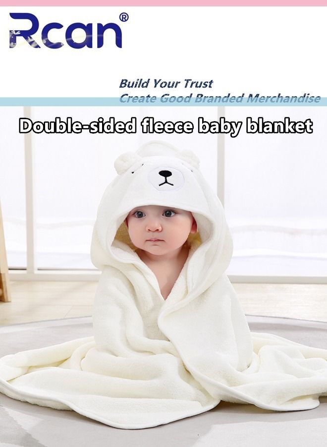 Rcan Baby Hooded Bath Towel, Toddler Soft Absorbent Towel, Baby Bathrobe, Cartoon Animal Design, Machine Washable Blanket, Coral Fleece Cape Style Bath Towel for Baby Boys and Girls - Image 1