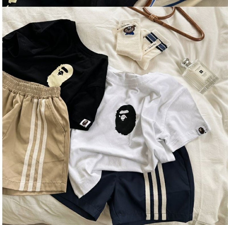 Children'S Short-Sleeved 2024 Boys And Girls Striped Printed Short-Sleeved T-Shirt Baby T-Shirt Trendy 0006A011 - Image 1
