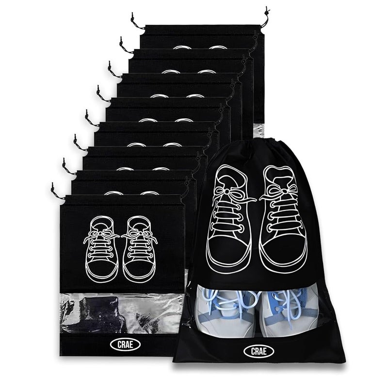 Shoes Bag for Travel & Storage Organizer for Men & Women | Travel Accessories | Shoe Organizer | Shoe Cover for Travel Essentials (Black,Pack of 9)