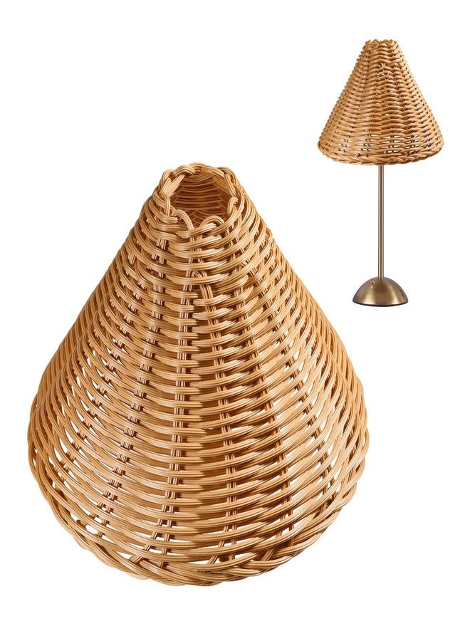 CHGCRAFT 2PCS Empire Clip-On Chandelier Lamp Shades Cone Rattan Lamp Shades Replacement Clip on Lamps Shade for Floor Lamps Pendant Light Wall Sconces - Image 1