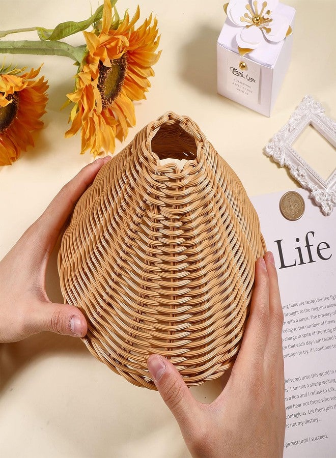 CHGCRAFT 2PCS Empire Clip-On Chandelier Lamp Shades Cone Rattan Lamp Shades Replacement Clip on Lamps Shade for Floor Lamps Pendant Light Wall Sconces - Image 3