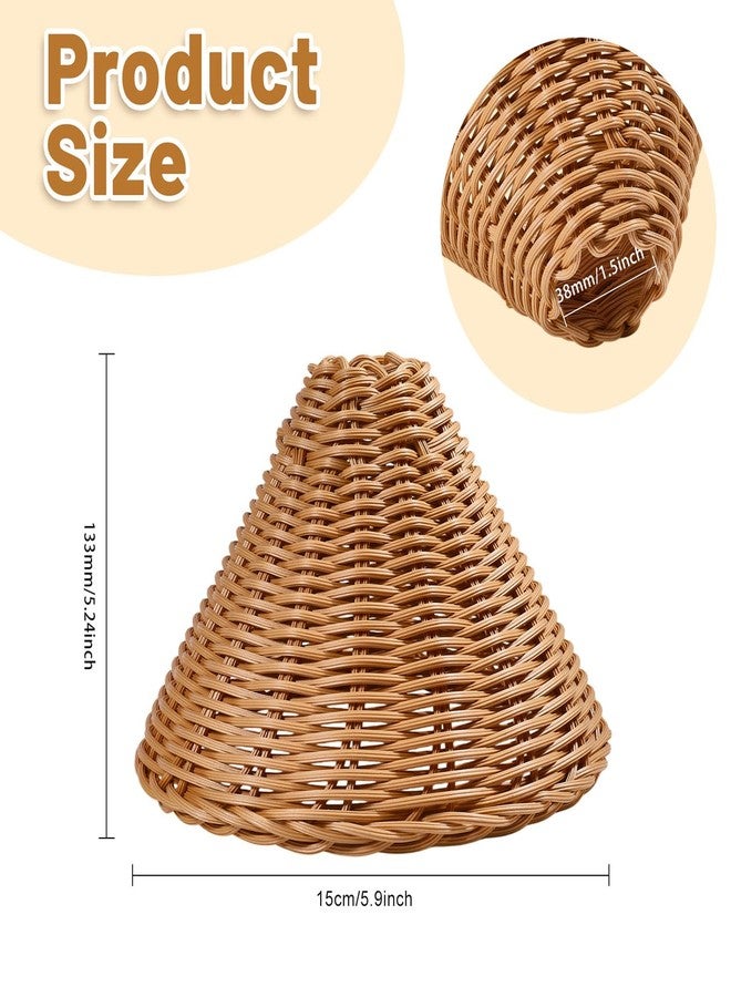 CHGCRAFT 2PCS Empire Clip-On Chandelier Lamp Shades Cone Rattan Lamp Shades Replacement Clip on Lamps Shade for Floor Lamps Pendant Light Wall Sconces - Image 2