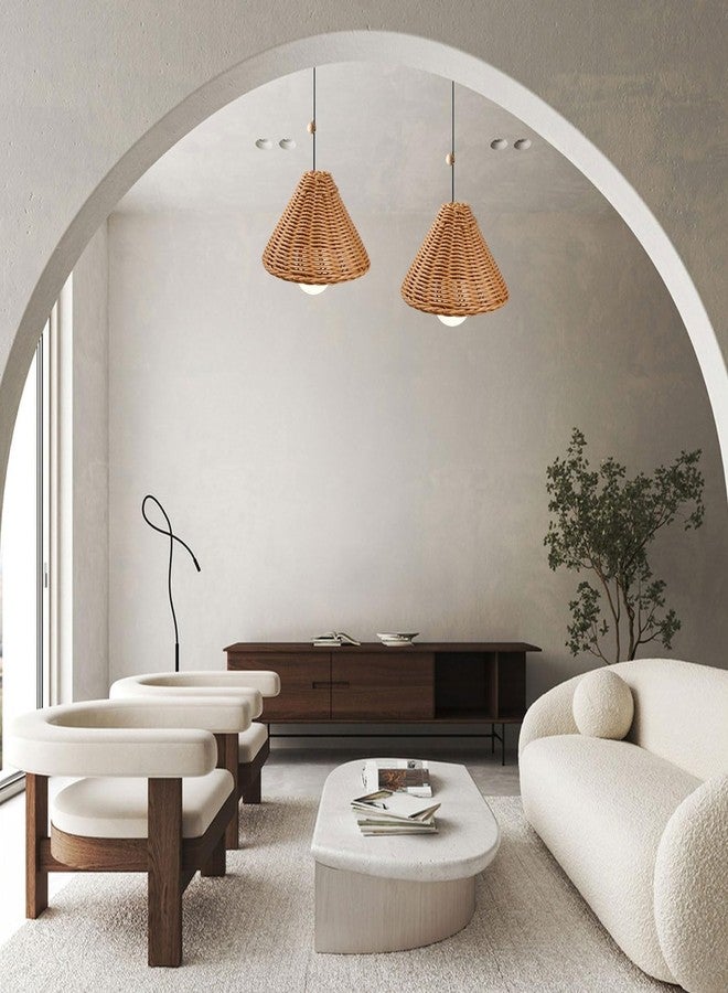 CHGCRAFT 2PCS Empire Clip-On Chandelier Lamp Shades Cone Rattan Lamp Shades Replacement Clip on Lamps Shade for Floor Lamps Pendant Light Wall Sconces - Image 4