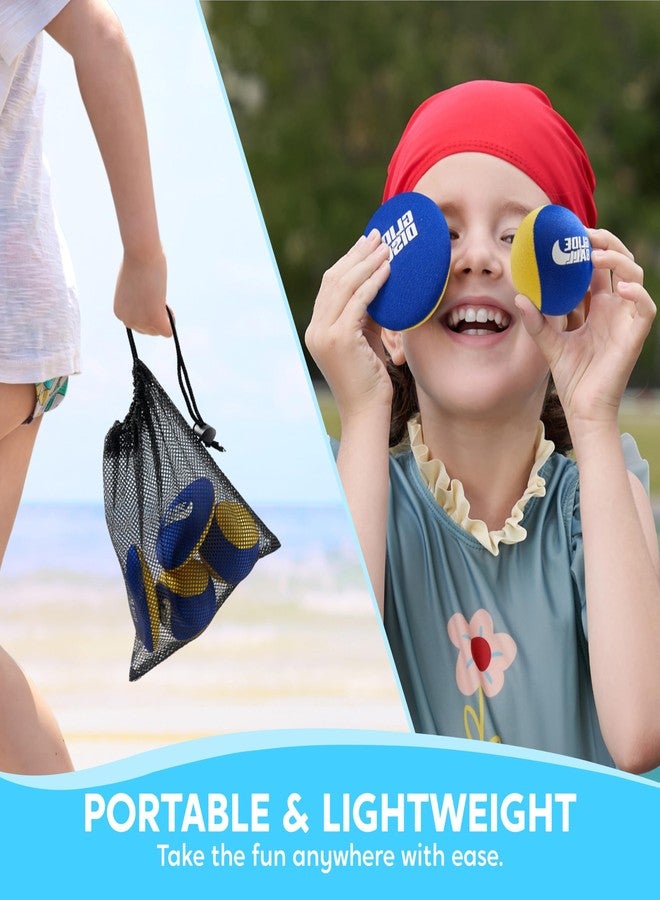 SYNCFUN 4 Pcs Skip Water Balls,Splash Water Bouncing Balls with Mesh Bag, Beach Toys for Kids, Pool Toys for Friends and Family, Fly Swimming Game Adults, Boys,Teens, Great for All Ages (Yellow, Blue) - Image 5