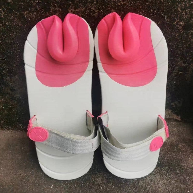 Fashion Dopie Trendy Couple Slippers, Leather Thong Anti-Slip Beach Slippers, Thumb Valgus Flip-Flops Off-white