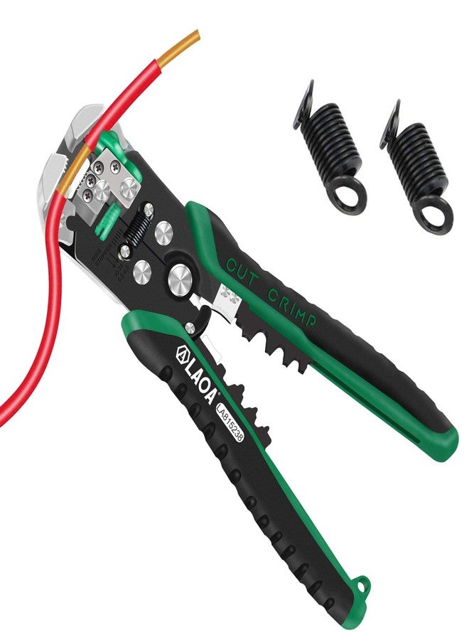 LAOA Wire Stripper Tool,Wire Stripper Automatic Wire cutter elf Adjusting from 8 AWG to 26 AWG with Springs Professional Eiectrical Cable Stripping Tools (2pcs replacements springs) - Image 1