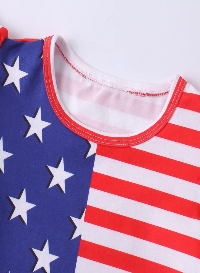 RETSUGO Kids Girls Patriotic Dress American Flag T Shirt Tulle Tutu Skirt Toddler Memorial Day Outfit Girl 4th of July Dresses 5-6 Years - Image 3