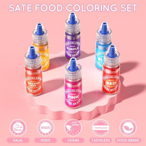 Cherrysea Food Coloring - 33 Food Grade Vibrant Colors Food Coloring Liquid Set, Food Dye Color for Baking, Icing, Cookie, Cake Decorating, Easter Egg, DIY Making Supplies Kit (0.25 Fl Oz (Pack of 33)) - Image 5