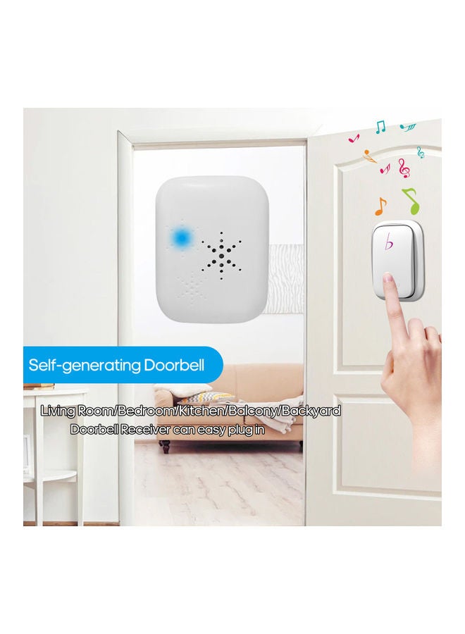 Self Generating Music And Long-distance Waterproof Remote-Control Wireless Doorbell White 9.10x7.50x7.60cm - Image 3