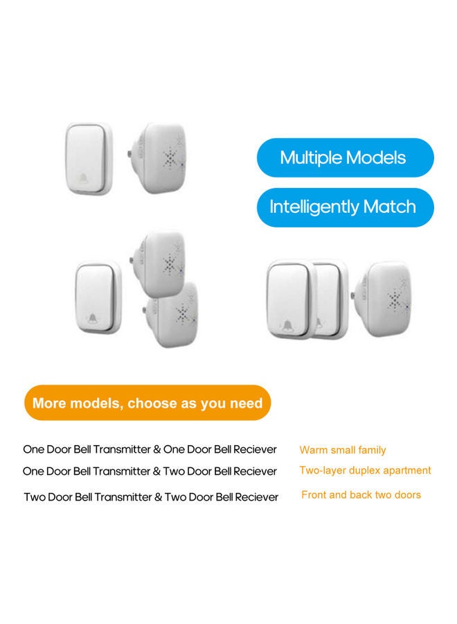 Self Generating Music And Long-distance Waterproof Remote-Control Wireless Doorbell White 9.10x7.50x7.60cm - Image 5