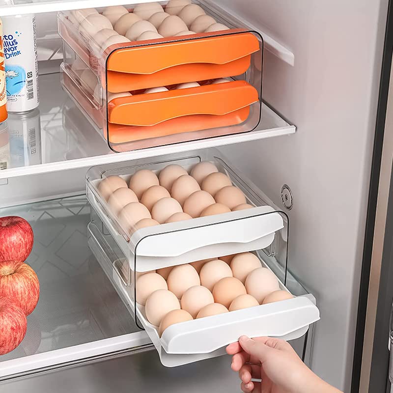 MosQuick32 grid Egg Storage Box for Fridge plastic egg holder for fridge 2 Layer Drawer Type egg holder for kitchen Egg Storage Egg Tray Box egg holder egg tray for fridge egg organiserwhite - Image 4