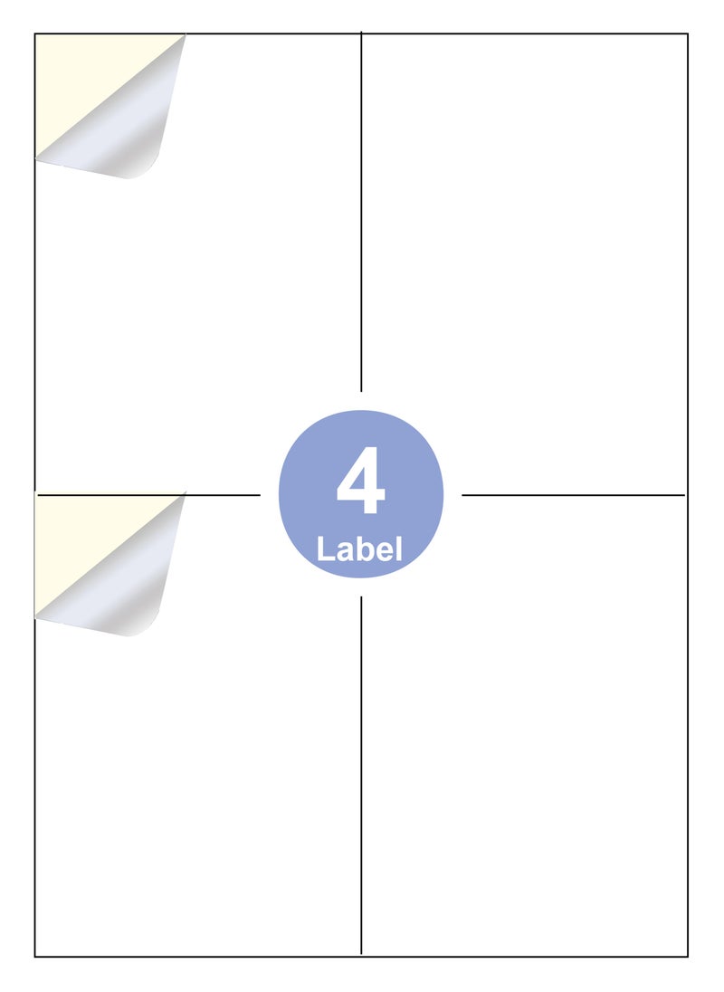 Print'X A4 Sticker Paper – Label Size (105 x 148.5 mm) – 4 Labels per Sheet – Pack of 100 Sheets  - Image 2