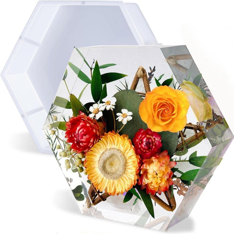 EnaMeena Large Silicone Molds for Resin,9 Inch Upgraded Large Resin Molds, Deep Epoxy Molds Hexagon for Flowers Preservation, Resin Art Casting, DIY Wedding, Valentine, Gift and Home Decors. - Image 3
