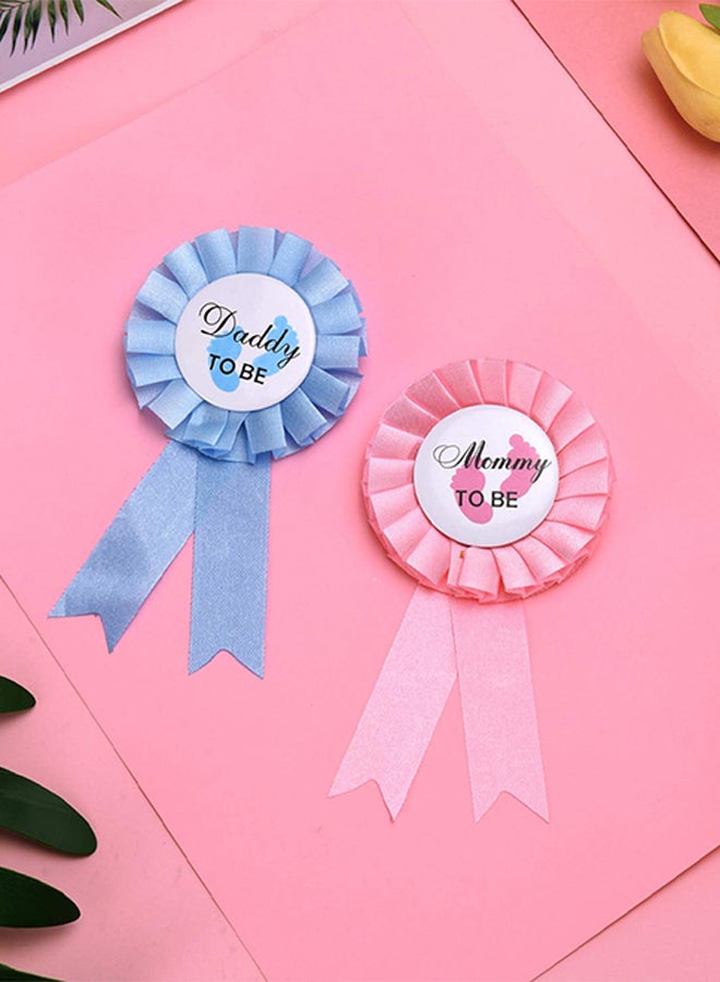4 Piece Baby Shower Sashes Badge Set 2 Pieces Mom Daddy to Be Sash 2 Pieces Mom Dad to be Badge Baby Shower Button Baby Shower Party Celebration Baby Welcome Party White/Pink/Blue
